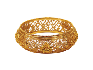 Beautiful designed gold bracelet  isolated on transparent background png
