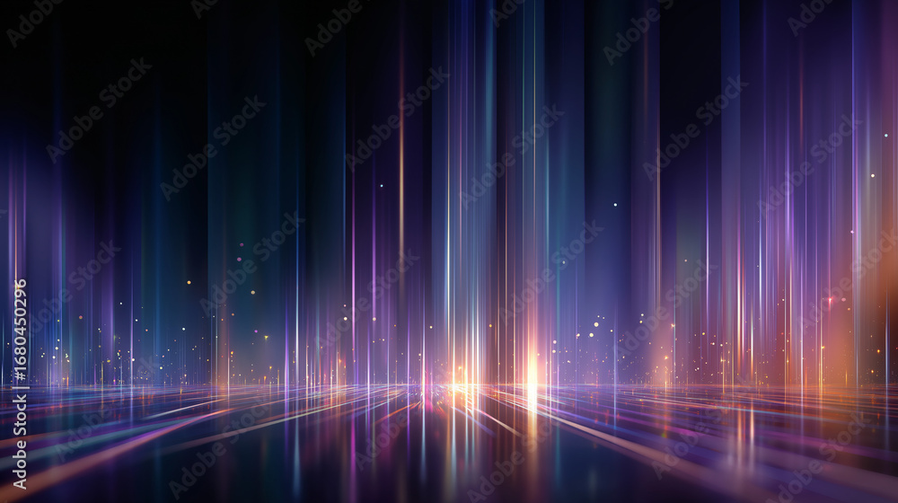 Poster abstract light trail: this vibrant abstract design of vertical light trails creates a sense of movem