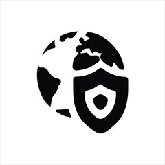 Globe Earth Shield Icon Represents Global Security And International Protection world planet