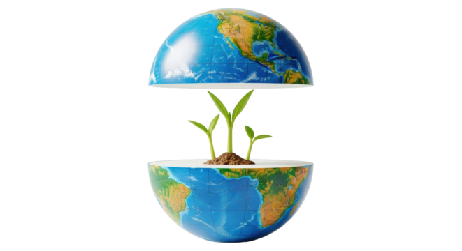 Isolated Earth with Plant