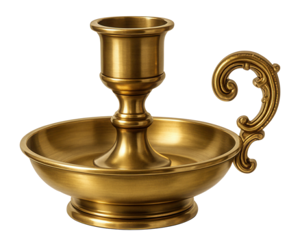 Brass candle holder with a decorative handle