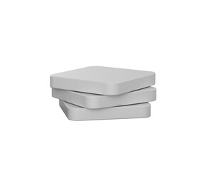 A stack of smooth, white square blocks, arranged symmetrically in a modern style. 3d illustration