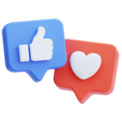 Obraz premium Like and Love Social Media 3D Graphic Illustration
