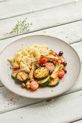 Mashed potatoes with summer vegetables