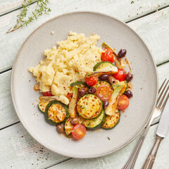 Mashed potatoes with summer vegetables