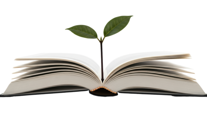 Isolated Book with Plant