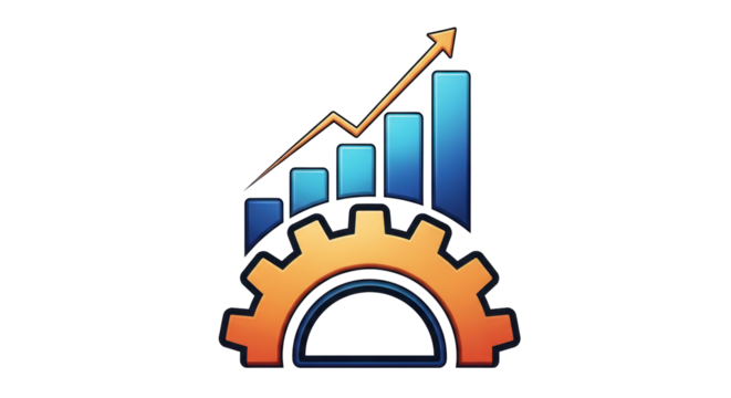Isolated Gear and Graph Icon