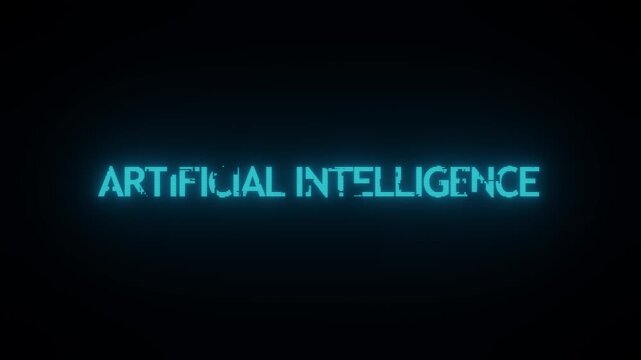 4K Glitching Hologram Looping Animation Text: Artificial Intelligence