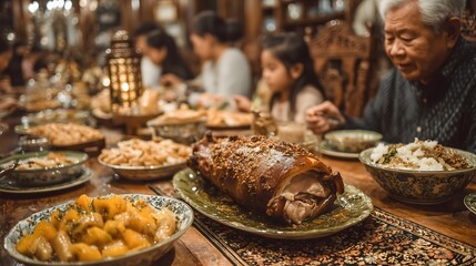 Celebrating Thanksgiving with a warm Filipino Noche Buena feast featuring traditional dishes and family gathering