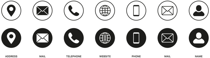 Contact us icon. Web icons set , home, call, email, address, location, globe, fax, message, envelope, mobile, telephone, website, icon . Communication contact information icon. Business card icon set