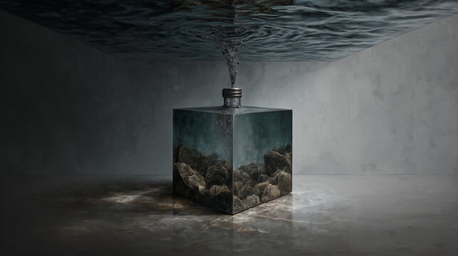 Minimal Strange Gray Concrete Masculine Interior Design with White Space