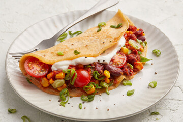 Omelette with beans and corn