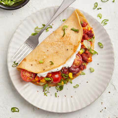 Omelette with beans and corn