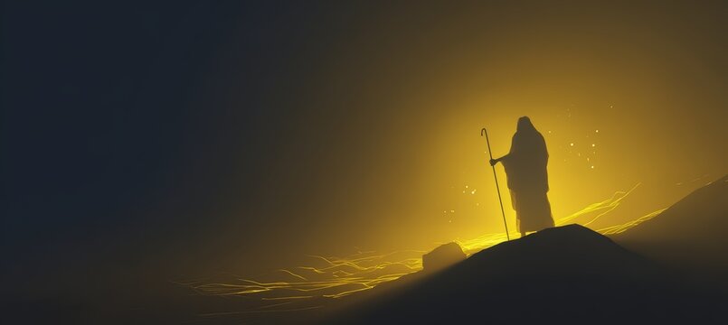 Silhouette of Abrahamic prophet. Generative AI technology.	
