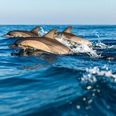 Naklejka premium Dolphins swimming in the ocean