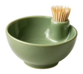 Ceramic olive bowl with toothpick holder