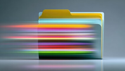 Colorful folder with streaks of motion blur