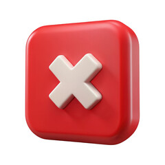 Obraz premium 3d red square with white cross icon isolated on white background