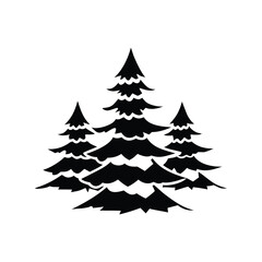 Obraz premium Black Silhouette of a Cluster of Pine Trees forest nature with Vector Design