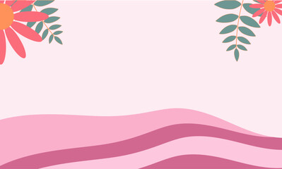 A soft and feminine background design featuring gentle pink waves at the bottom and delicate floral accents in the corners. Perfect for invitations, presentations, or as a charming digital wallpaper.