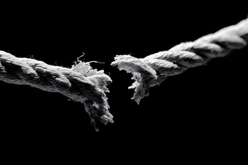 Torn rope in black background.