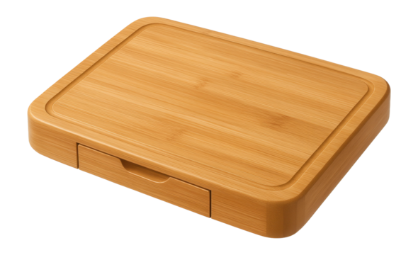 Bamboo cheese board with integrated drawer