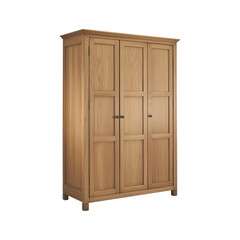 Triple door oak wardrobe, classic design, wooden furniture.