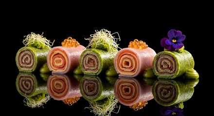 Colorful Rolled Food Display.