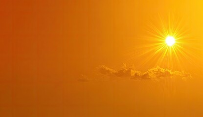 Vivid orange sunset sky with sun rays