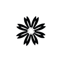 Obraz premium Black Silhouette of a Stylized Eight- Petal Flower or Starburst geometric with Vector Design