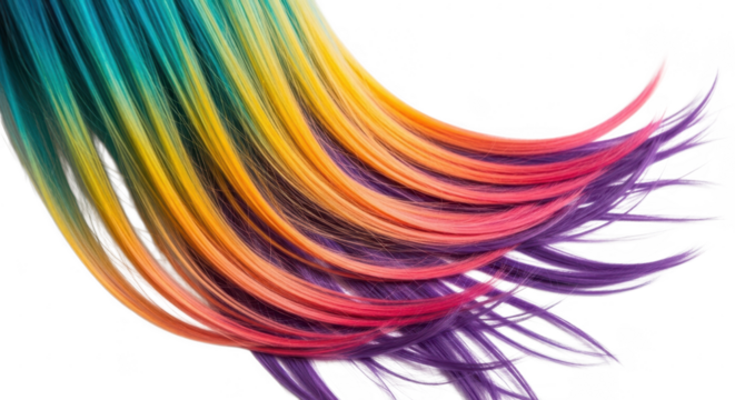 Colorful abstract brush strokes isolated on transparent background