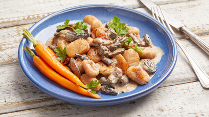 Parsnip gnocchi with morel mushroom sauce