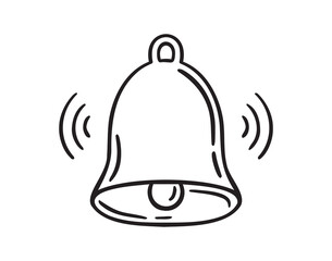 bell notification doodle hand drawn icon. Outline drawing bell notification line clipart symbol