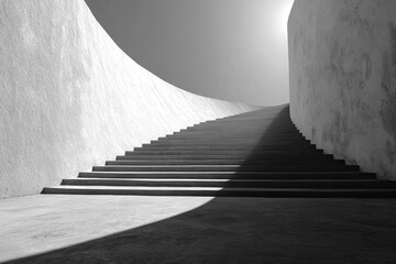 Concrete stairs ascend to light