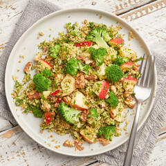 Broccoli salad with apple and walnut