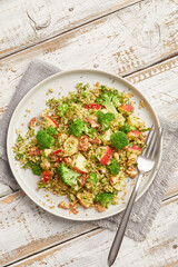 Broccoli salad with apple and walnut