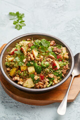 Broccoli salad with apple and walnut