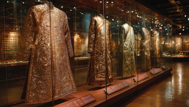 Museum display of ornate garments