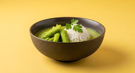 Green Curry with Rice and Asparagus.
