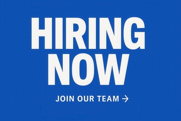 Bold HIRING NOW banner with JOIN OUR TEAM offer, eye-catching modern style for effective recruitment promotion on transparent background.