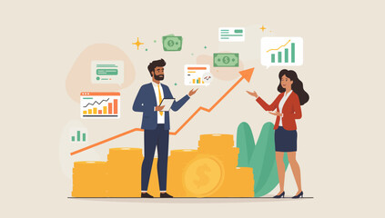 Businesspeople Collaborating on Financial Growth Strategy