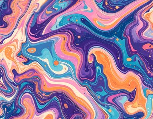 A vibrant and fluid abstract design showcases a swirling mix of bright colors, creating a mesmerizing and dynamic visual effect.