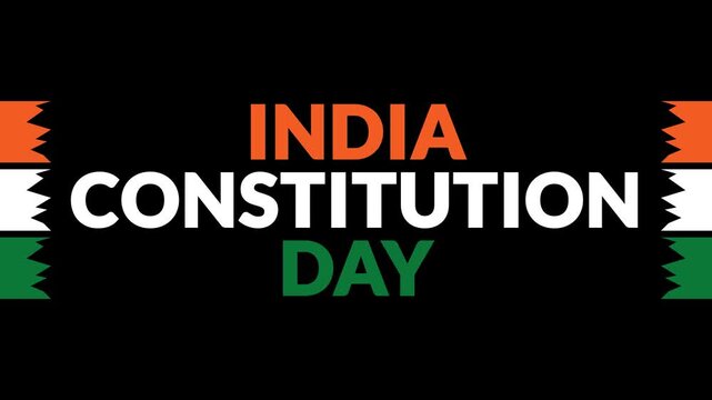 India Constitution Day In and Out text from split line animation on a black background.