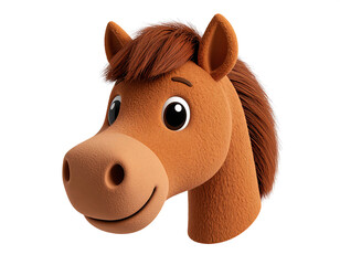 Brown horse head with a gentle smile on a neutral background