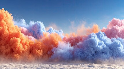 Fototapeta premium Colorful cloudscapes, orange and blue, blend in a dreamlike sky