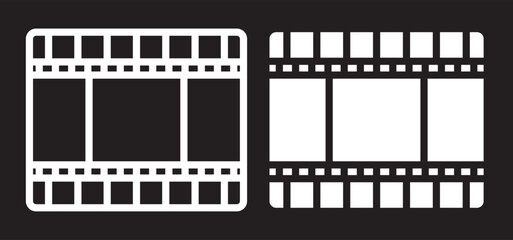 Film strip icon vector illustration for cinema movie production and video editing project.This vector illustration features a minimalist film strip icon, perfect for media, video production, and cinem