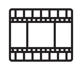 Film strip icon vector illustration for cinema movie production and video editing project.This vector illustration features a minimalist film strip icon, perfect for media, video production, and cinem