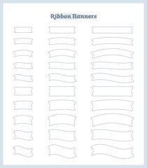 シンプルで抜け感のある、手描き風ラインのリボンバナーセット