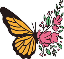 butterfly and flower illustration