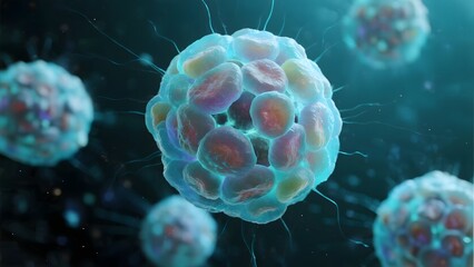 Microscopic View of Cellular Structures with Intricate Surface Details